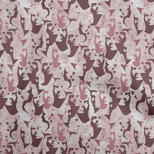 oneOone Viscose Chiffon Wine Fabric Abstract Face Craft Projects Decor Fabric Printed By The Yard 42 Inch Wide