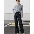 thumbnail image 4 of Women Wide Leg Jeans High Waisted Stretchy Straight Leg Jeans Loose Trendy Denim Pants with Pocket Navy Blue Regular L, 4 of 7