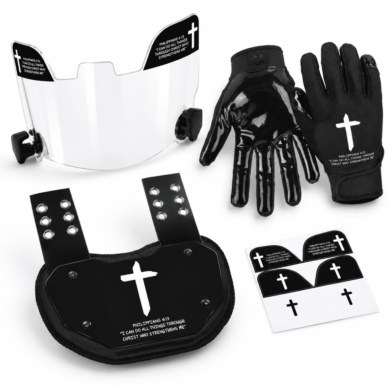 Unbranded 4-Piece Football Protective Gear Set with Plate, Gloves, and Visor