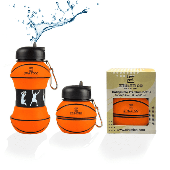 ETHLETICO Kids Collapsible Basketball Water Bottle, 19oz BPA-Free