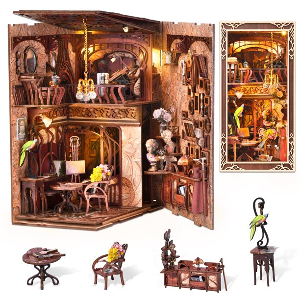 Kit Book Nook MiniCity para el Día del Pintor al Anochecer con luz LED