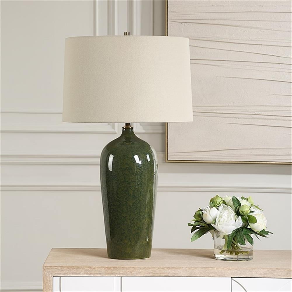 Bowery Hill Contemporary 27.5"H x 16"W x 16"D Ceramic Table Lamp in Emerald