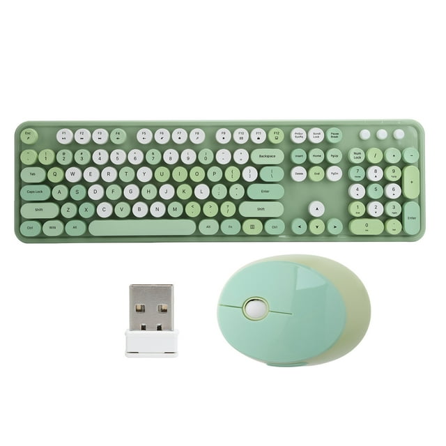 Fosa 2.4Ghz Wireless Keyboard And Mouse Set Retro Typewriter USB Multimedia For PC