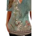 thumbnail image 4 of DYMADE Women Basic Workwear Button Collar Summer Short Sleeve T-Shirts, 4 of 4