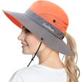 thumbnail image 3 of Classic Ponytail Sun Hat for Women,Mesh Bun Ponytail-Hole Bucket Hat UV Protection Wide-Brim Summer Hat Outdoor, 3 of 3