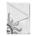 thumbnail image 2 of Sun Soft Flannel Fleece Throw Blanket, Doodle Style Vintage Retro Tribal Elements Stars Arrow Shapes and Crescent Moon, Cozy Plush for Indoor and Outdoor Use, 50" x 60", Black White, by Ambesonne, 2 of 5