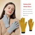 thumbnail image 2 of Amaiiu Adults Gloves Thick Men Glove Hands Warmer Keeping-warm Clothes Accessory Solid Color Winter Outdoor Knitting Riding Hand Covers Yellow, 2 of 7