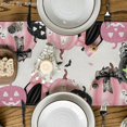thumbnail image 3 of Camino de mesa de Halloween con diseño de calabaza y murciélago, color rosa, para decoración de mesa de comedor, cocina, interior y exterior, para fiestas, 33 x 183 cm, 3 of 5