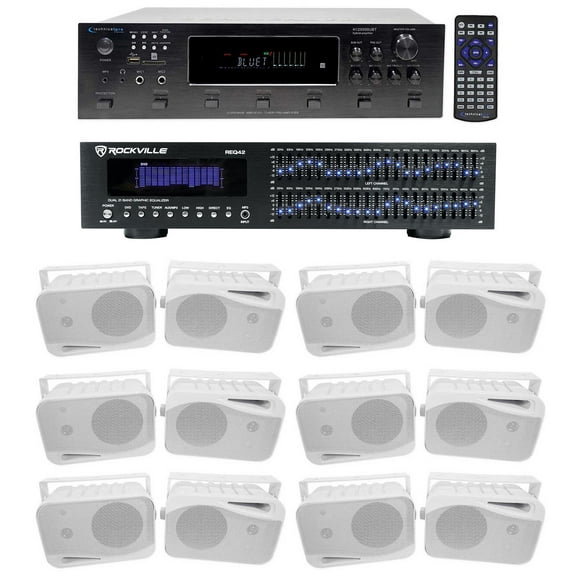 Technical Pro 6000w 6-Zone, Home Theater Bluetooth Receiver (12) 4" Speakers EQ