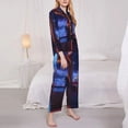thumbnail image 3 of Pofeuu Futuristic Bar Space View Print Womens Pajamas Set Long Sleeve Sleepwear Button Down Nightwear Soft Pj Lounge Sets Button Down Pajamas Women-X-Large, 3 of 7