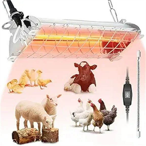 Large 400W Heat Lamp for 60 Chicks, Chicken Coop Heater with  Fiber Bulb Chicks Brooder Plates, Adjust 2 Mode Temp& Height for Coop Brooder, Reptiles, Duck,  and  14x5.5x3IN