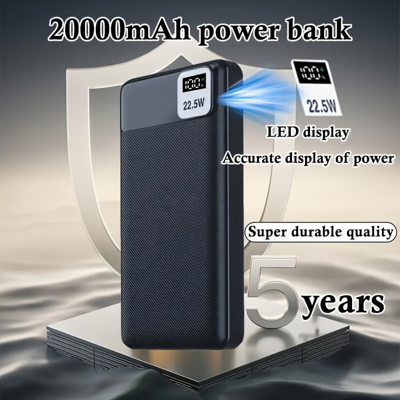 10000mAh/20000mAh Portable Mobile Power Supply | General Mobile Phone Battery Pack with 22W Fast Charger, LED Power Display, USB/Type-C/ Interfaces, Suitable for iPhone/Android Devices