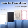 thumbnail image 3 of Funda Resistente a Golpes para iPad Pro 11 2025 / 2024, Funda Protectora de Silicona Anti-caída + Capa de PC con Soporte de Asa Cuadrada Giratoria de 360° y Correa para el Hombro, Rosa, 3 of 8