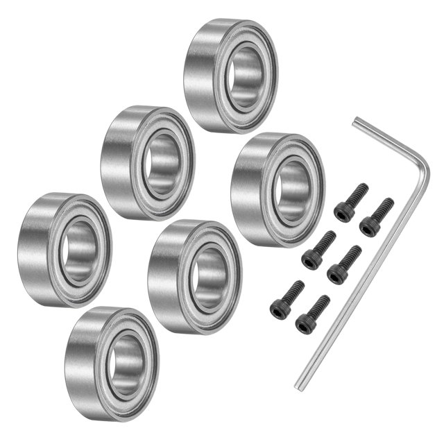 Unique Bargains 3/16' I.D. 3/8' OD 1/8' Thick Bearing Accessory Kit Top Mounted for Router Bit (#5-40 x 3/8' Screws) 6 Pack