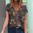 thumbnail image 1 of ICHUANYI Clearance Women's Summer V-neck Printed T-shirt Fashion And Comfortable Women's Short Sleeve Tops(Gray, XL) ICHUANYI WER2023081011914, 1 of 5