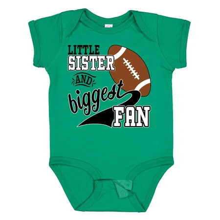 

Inktastic Little Sister and Biggest Fan- Football Player Gift Baby Girl Bodysuit