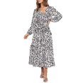 thumbnail image 1 of Vestido largo PRETTYGARDEN con estampado floral de otoño, manga larga y cuello en V, 1 of 5