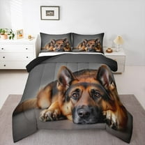 Manfei Pet Dogs Lover Full Size Comforter Sets,Kawaii Puppy Bedding Comforter Set,Brown Black Bedding Sets For Girls Boys,Breathable Bedroom Decor Reversible,3 Pieces