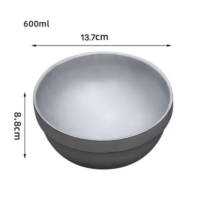 Lttoisl Lightweight Titanium Camping Bowl - Durable Double-Wall Insulated Square Cookware for Outdoor Picnic & Backpacking, Easy Clean