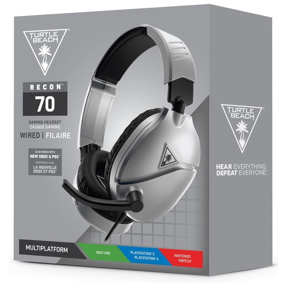Turtle Beach® Recon 70 Silver Gaming Headset PS4™ Pro, PS4™ & PS5™ | Xbox One & Xbox Series X|S | Mobile
