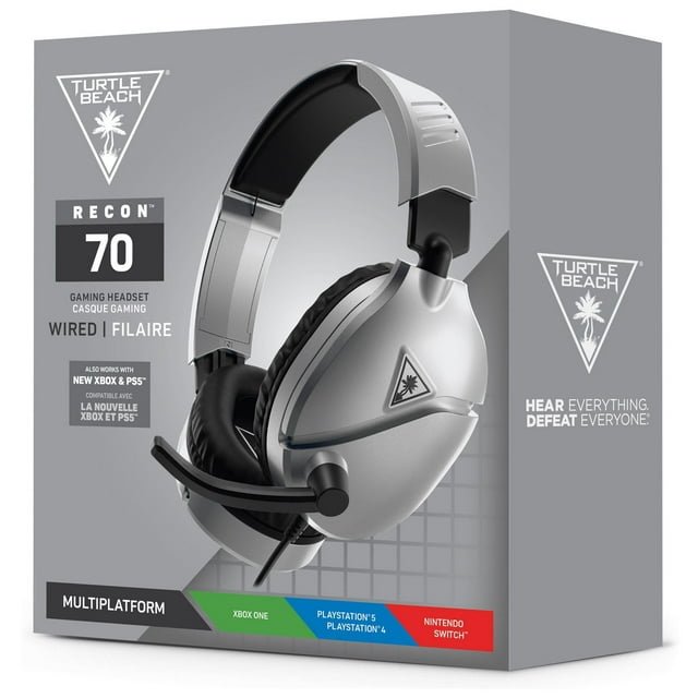 Turtle Beach® Recon 70 Silver Gaming Headset PS4™ Pro, PS4™ & PS5™ | Xbox One & Xbox Series X|S | Mobile