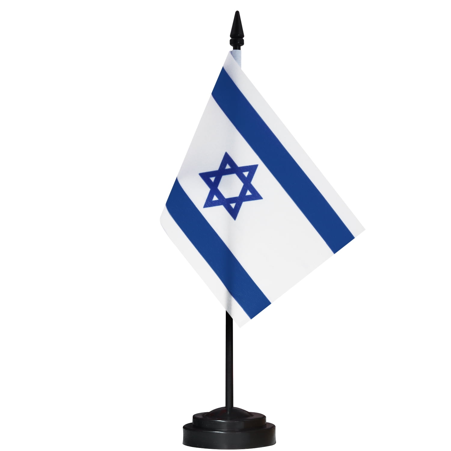 ANLEY Israel Deluxe Desk Flag Set 6 in x 4 in Miniature Israeli Desktop Flag