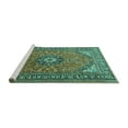 thumbnail image 2 of Ahgly Company Machine Washable Indoor Rectangle Medallion Turquoise Blue Traditional Area Rugs, 3' x 5', 2 of 4
