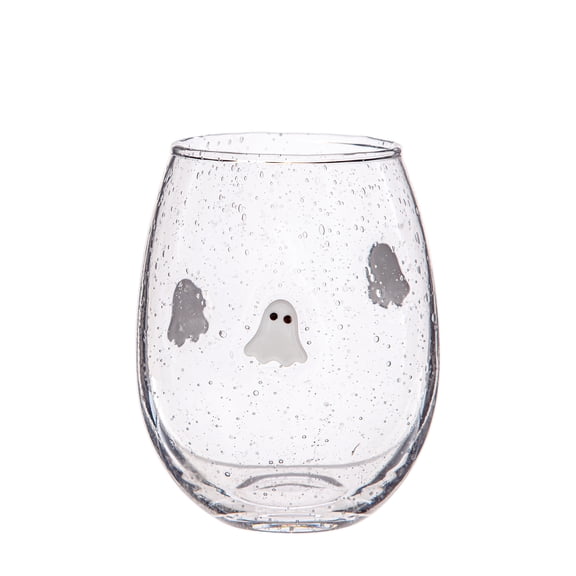 Way to Celebrate Halloween Ghost Charm Bubble Stemless Wine Glass