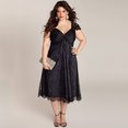 thumbnail image 1 of Vestido de talla grande para mujer, vestido de fiesta de noche con cuello en V de encaje floral Eccomum Negro/XXXXXL, 1 of 6