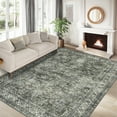 thumbnail image 1 of 6'x9' Vintage Persian Area Rug – Non-Slip Machine Washable Low-Pile Green Floral Carpet, 1 of 1