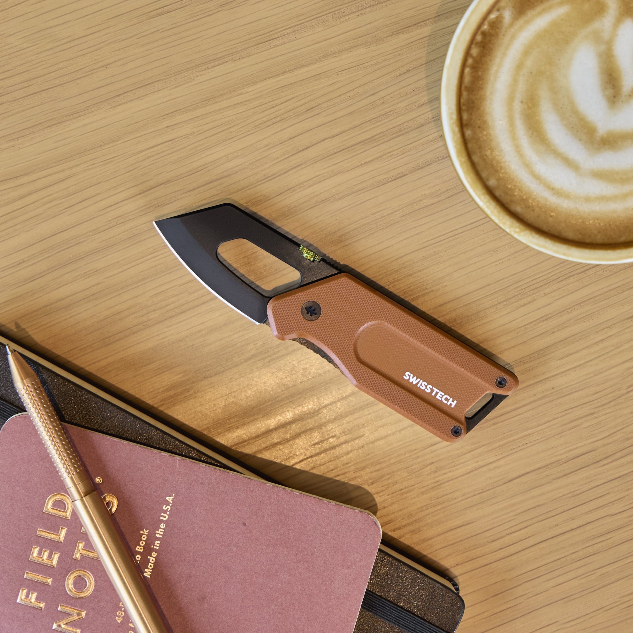 Swiss Tech Ball Bearing Assisted Folding Pocket Knife, 2.5 Inch 14C28N Steel Blade, Clay G-10 and Aluminum Handle with Money Clip