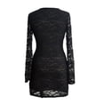 thumbnail image 7 of QHFBli Women's Lace Mini Dress 2025 Fall Long Sleeve Sweetheart Neckline Bow Tie Backless A Line Short Going Out Dresses, 7 of 7