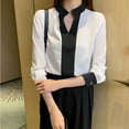 thumbnail image 5 of HongQid Womens Button Down Shirt Long Sleeve Classic Collared Tops Work Office Casual Chiffon Blouse, 5 of 6
