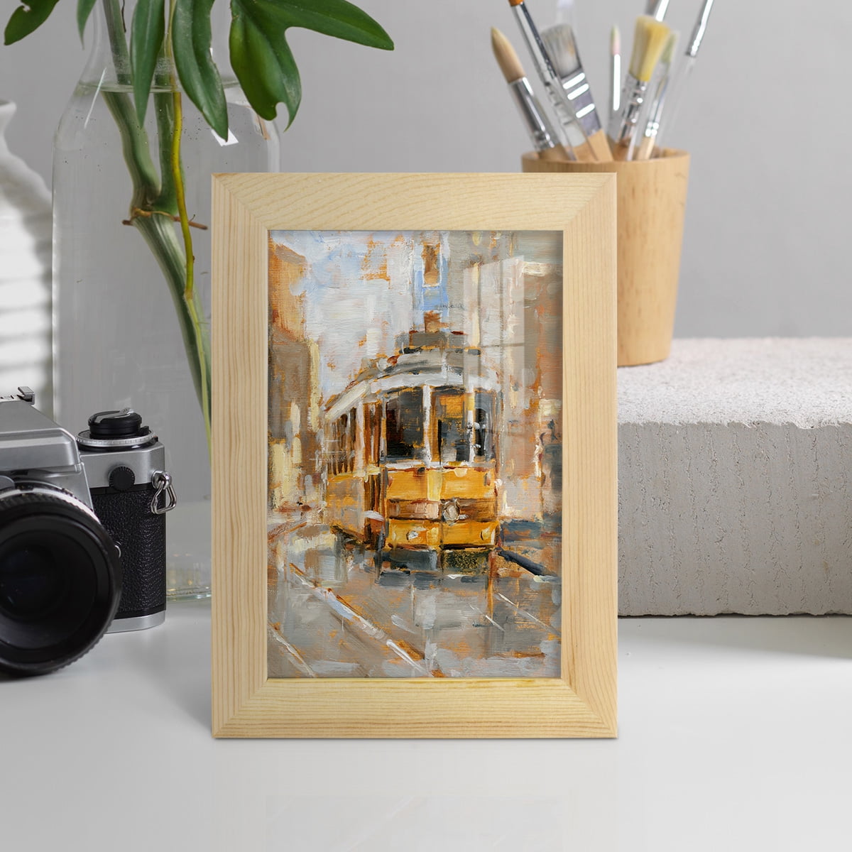 Day Trolley II - Framed Print w/glass - Natural Wood