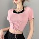 thumbnail image 4 of Camiseta con cordones, camisetas con cordones, tops erógenos, tops de manga corta, características líderes en su clase, 4 of 9