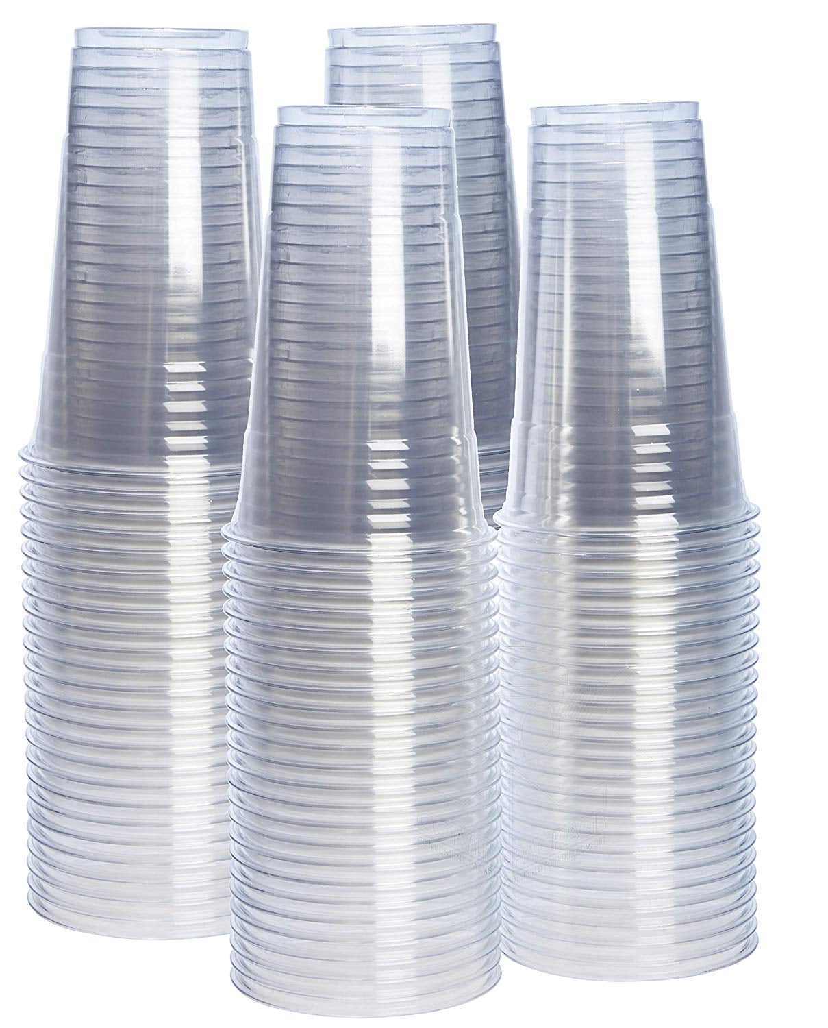 24 oz Large Clear Plastic Cups with Lids Great for Iced Coffee etc. Details about   100 count 