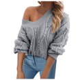 thumbnail image 1 of Gibobby Suéter Para Invierno Mujer Suéter con suéter de uñas Suéter con cuello en V Manga larga Suéter suelto con cuentas para mujer(Gris,G), 1 of 5