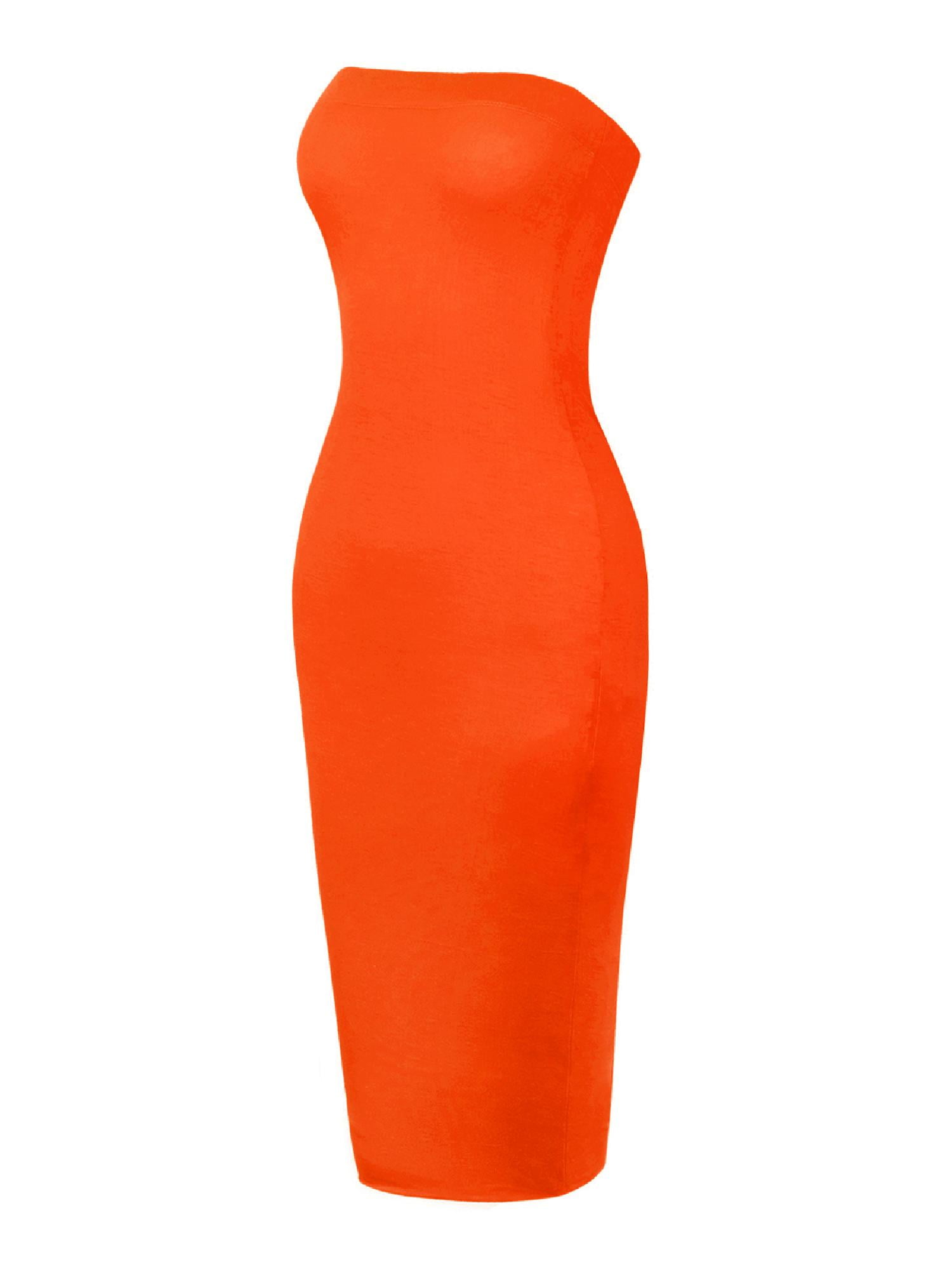 neon orange tube dress