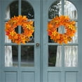 thumbnail image 5 of HmNPlay 16 Inch Fall Wreath for Front Door, Large Autumn Maple Leaf & Glitter Pumpkin Grapevine Wreath with Berries, Indoor Outdoor Thanksgiving Halloween Decor, Hanger Included, 5 of 8