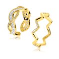 thumbnail image 1 of JeenMata Juego de 2 Anillos con Banda Geométrica y Retorcida en Dos Tonos Joyería de Moda Elegante, 1 of 6
