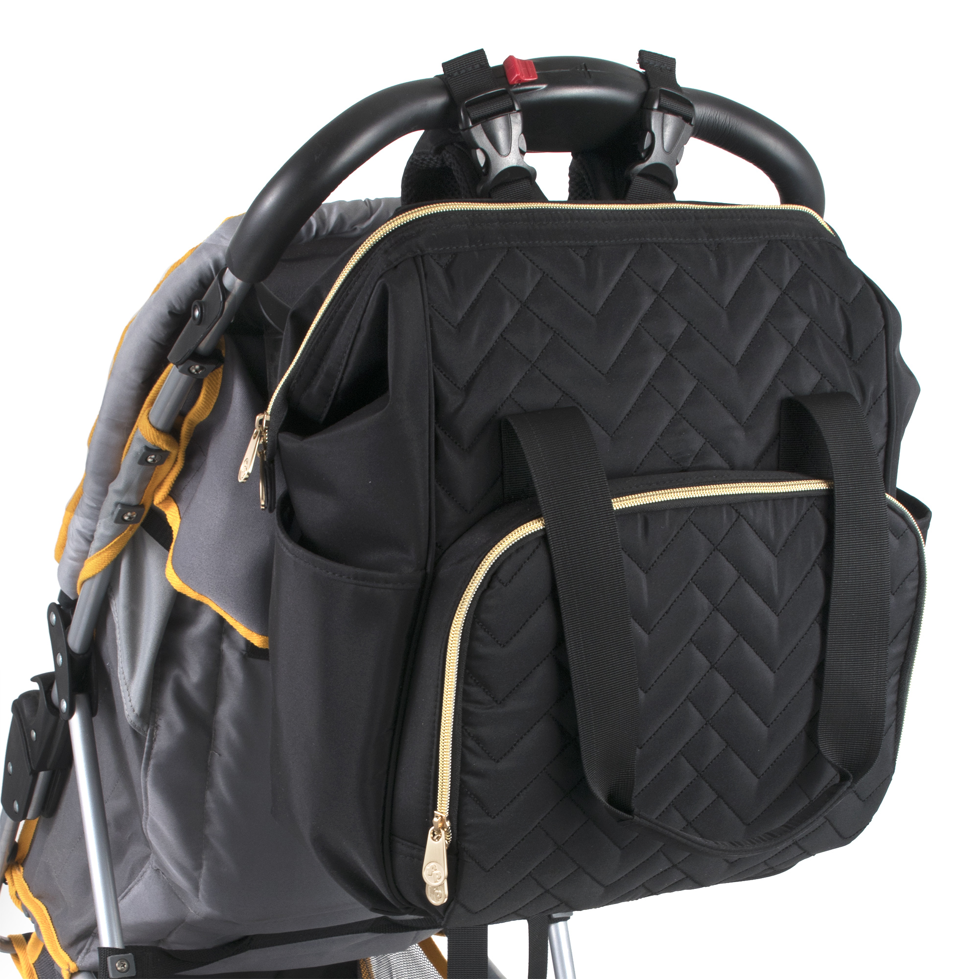 Fisher-Price Multi-Pocket Diaper Bag with Changing Pad, Midnight Black