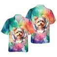 thumbnail image 3 of Funny Watercolor Adorable Yorkshire Terrier Peeking Through Torn Paper Effect Hawaiian Shirt Breathable Summer Unisex Merch Yorkie Dog Lover Gifts - 00026, 3 of 6