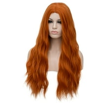 BERON Orange Wigs Long Wavy Wig for Women 28' Side Part Wig Synthetic Heat Resistant Hair Wigs