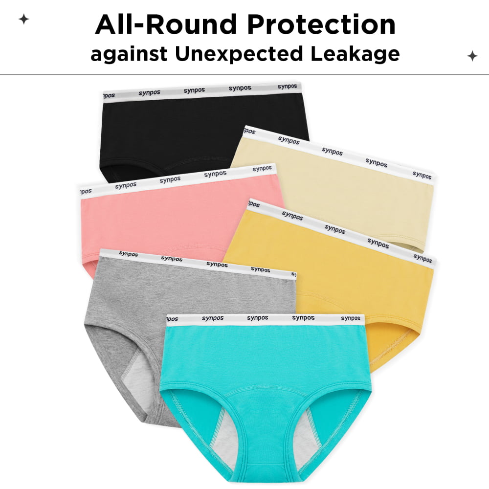 SYNPOS Nalwort Womens Menstrual Period Panties Postpartum Protective Cotton  Underwear 6 Pack 