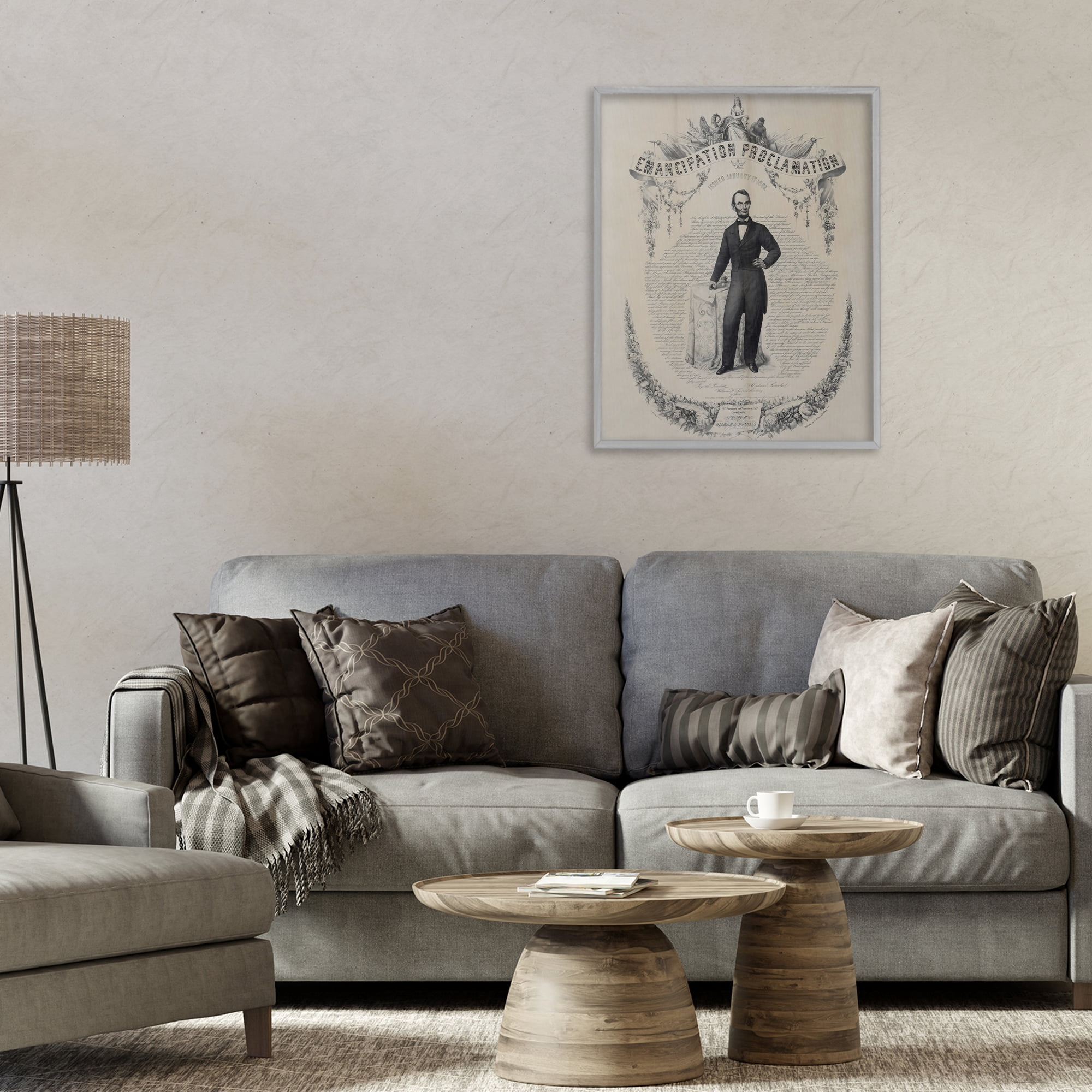 Stupell Industries Lincoln with Emancipation Proclamation Gray Framed Giclee Art, design by Arlington Prints