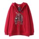thumbnail image 1 of Sudadera con capucha y cremallera con estampado de esternón Harajuku gótico oscuro hip-hop para hombres y mujeres chaqueta Harajuku sudadera, 1 of 4
