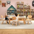 thumbnail image 4 of Infans Kids Height Adjustable Table and 4 Chairs Set with Graffiti Desktop Natural, 4 of 7