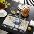 thumbnail image 4 of Coastal Crab Placemats Set of 4, Nautical Ocean Beach Fish Starfish Washable Wipeable Table Mats for Dining Tables, Indoor Outdoor Kitchen Place Mats for Holiday Party Table Decor, 4 of 9