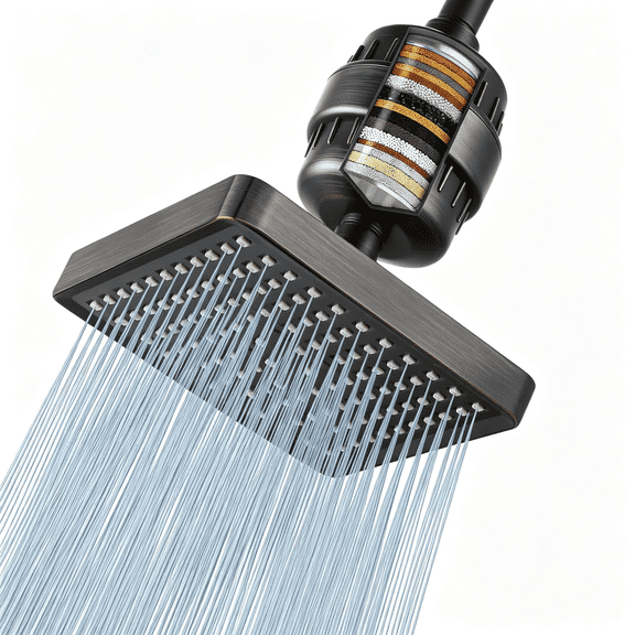 HIBIBUD Filtered Shower Head - 20 Stage Luxury Rain Shower Filter for Hard Water for Remove Chlorine and Harmful Substances - 6" Square High Pressure Rainfall Showerhead (Oil Rubbed Bronze)