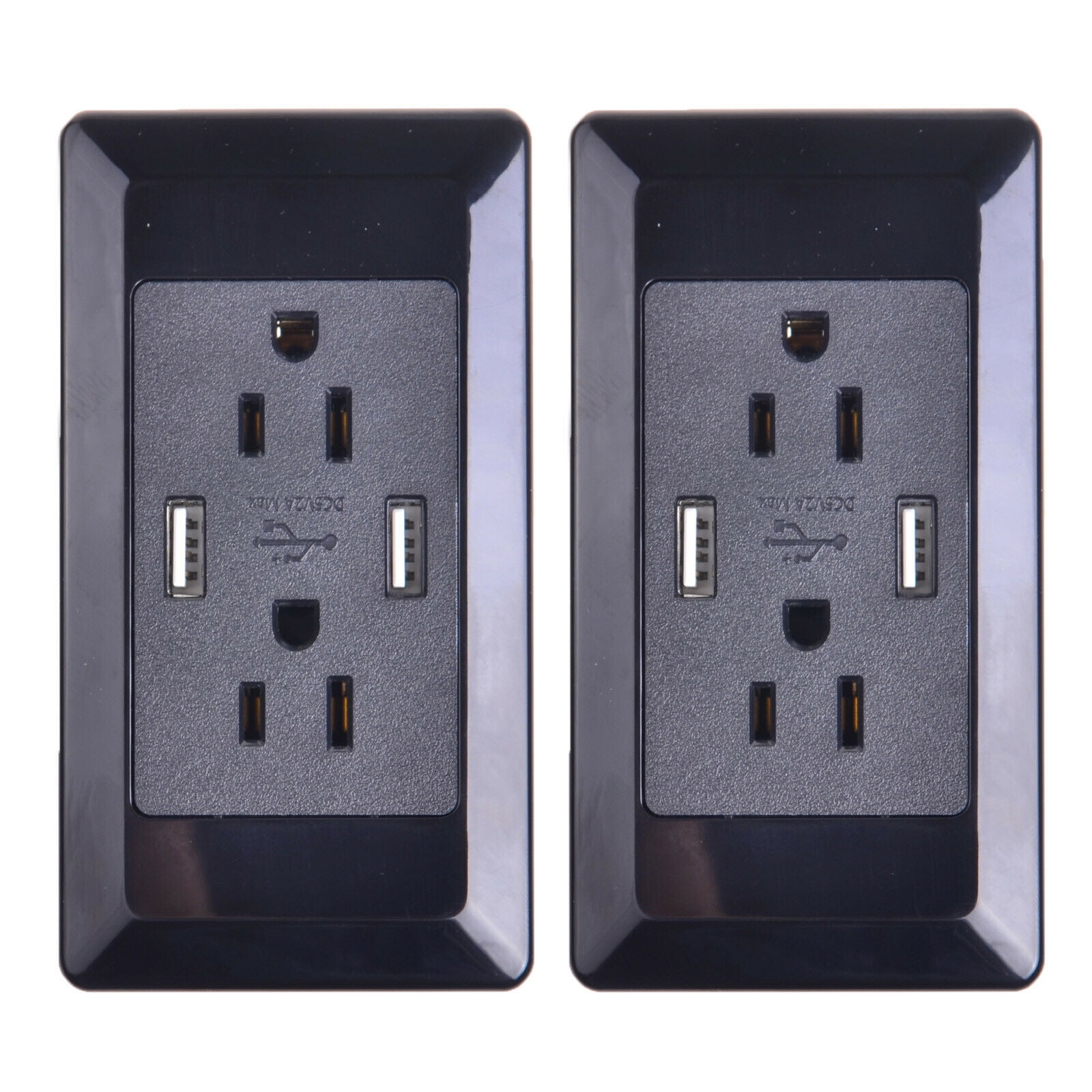 2 packs Dual USB Port Wall Socket Charger AC Power Receptacle Outlet Plate Panel 